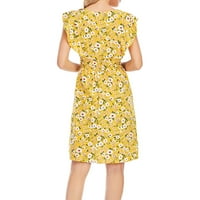 WeFuesd Ljetne haljine dame novog ljetnog casual obrusnog ruka s V-izrezom ručica bez rukava žena ženska