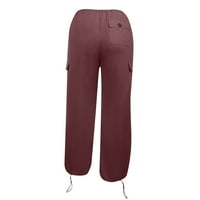 Nova moda, AXXD Plus Veličina pune hlače ravno čvrste pantalone za žene hlače ispod $ Clear Red 14