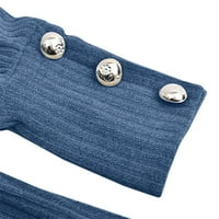 Duksevi modni ženski okružni ovratnik čvrsti gumbi rukav pleteni ležerni džemper topli gornji pad džempera