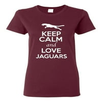 Dame se drže smireno i volite jaguar veliku mačku za životinje u majici
