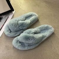 Woobling Dame Neklizne zimske tople plišane sandale spavaća soba modna klizanja na kućnoj listićima kućne udobne ravne šljunčane papuče
