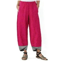 Široke pantalone za žene za žene Ženske hlače Pamučne patchwork hlače Žene Čvrste nepravilne labave
