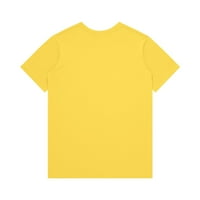 Ženska majica kratkih rukava s kratkim rukavima O-izrez tiskani gornji žuti l
