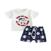 DCoolMoogl Baby Boys bejzbol odjeće Pismo Ispiši majice kratkih rukava + Baseball Hots Hotks Ljetna odjeća setovi bijela 6- mjeseci