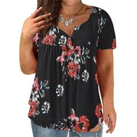 Oalirro ženski vrhovi, majice i bluze Ženske bluze i vrhovi modne žene plus veličine V-izrez Cvijeće