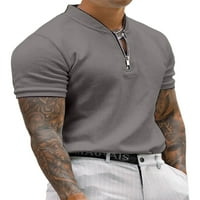 Beiwei Muška moda Henley vrat Pulover kratki rukav Baggy bluza Muški prednji patentni zatvarač Majica