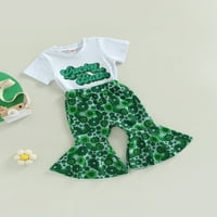Seyurigaoka Baby Girl St. Patrick's Day hlače odijelo kratkih rukava Okrugli vrat Plote za ispis + duge