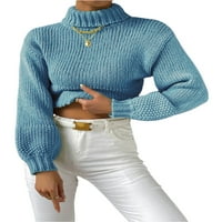 Luxplum ženski džemper visoki vrat džemper dugih rukava pleteni džemperi casual pulover radno nebo plave