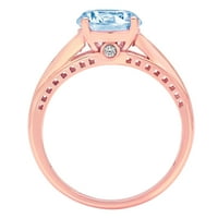 2.21ct okrugli rez plavi simulirani dijamant 18k ružičasti ružičast zlato ugraviranje izjava bridalna