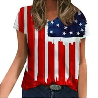 Ženska klirence odjeće ispod $ kratkih rukava pamučna američka zastava zvijezda Grafička majica casual