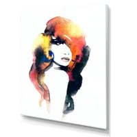 Art DesimanArt Portret prekrasne žene sa živahnom kosom Glam platna zidna umjetnička umjetnost. Široko