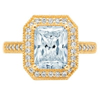 2.9ct smaragdni rez plavi simulirani dijamant 14k žuti zlatni godišnjički angažman halo prstena veličine