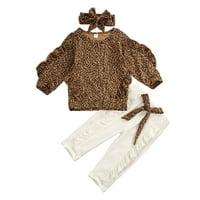 Jaweiw Dečije djevojke Ležerne prilike za odjeću, okrugli vrat dugih rukava Falbala Leopard pulover