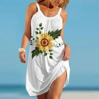 Olyvenn ponude Letnje haljine za plažu za žene Trendy Hem bez rukava moda Dame Sling Tank haljina labava