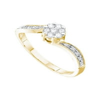 Čvrsti 14K žuti zlatni okrugli dijamantni cvijet cvijet cvjetnih klastera angažman obloge vjenčanja prstenaste band ct. - Veličina 7