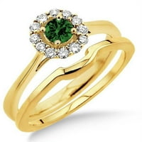 Dizajn cvijeća Halo okrugli rez 1. Carat Diamond Moissanite Angažman prstena za mladenke set na 10k
