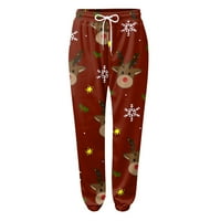 Ženski božićni duks Slatki ispis pamučni casual jogers visoki struk zimska odjeća sa džepovima za Božić