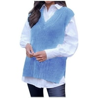 Cuhas Cardigan džemperi za žene Ležerne prilike V-izrez Košulja sudara Boja boja bez rukava prsluk ženski