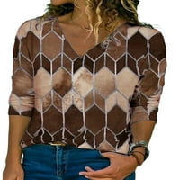 Žene plus veličine Geometrijski tiskani majica s dugim rukavima V-izrez