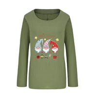 Ženske padavine modne vrhove Božićni pulover Ležerne duksere Proljeće Jesen okrugli vrat Dugi rukav Božićni džemper vojska zelena XL
