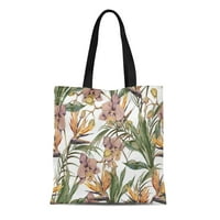 Platno torba Prekrasan cvjetni uzorak tropski cvjetovi palve lišće džungle listove trajne torba za prekraju