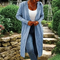 Bnwani Cardigan džemperi za žene Dressy Tunic Lapel ovratnik srednje labav pleteni kardigan plavi zip