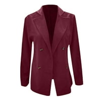 Blazers za Women Plus veličine modna ženska čvrstoća jesen i zimska dvostruka jakna dvostruka jakna