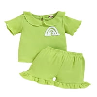 Xingqing 1-5y Toddler novorođenčad Dječji dečji odjeća za odjeću Rainbow majice kratke hlače Slatka