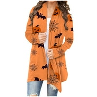 Ženski kaputi Jakne za žene Modni casual Halloween Print Medium Dužina Kardiganski ženski vrhovi narandžasti