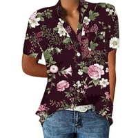 Žene Jednostavna bluza Pocket Tiskanje Top majica s kratkim rukavima Ženska majica za bluzu Jednostavna ulična odjeća
