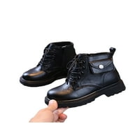Ymiytan Girl Comfort Boot School Flat Cipele Kids Prozračne sredine čizme za gležnjeve Crne cipele 9C