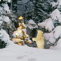 Dizajn Pics DPI polarni medvjed mladunče Stoji na zadnjim nogama izgleda zvijezda na božićnoj drvci