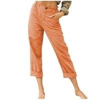 Cacomomrkark Pi Capris teretni pantalone za žene plus veličine Žene Ležerne prilike čvrstih boja gumba