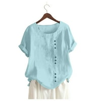 Shiusina ženska casual labav gumb posteljina plus veličina dnevna bluza boho tanic majica