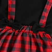 Yinyinxull Božićna toddler Djevojke za djecu Odjeća Plaits Outfits Ruffle majica Bow suknje Xmas Outfits