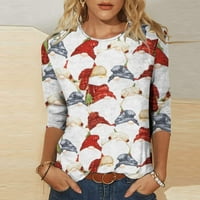 Ženska modna tiskana labava majica rukava bluza okrugla vrat casual tops hot8sl4486641