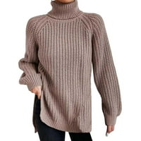 Duks pulover za žene jesen i zimska modna modna boja džemper s pukotinama s srednjim dugim rukavima
