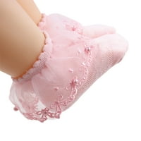 Yejaeka Baby Girls čipke čarape, dojenčad solidne boje čipke biserne rufšene čarape