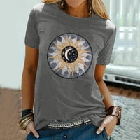 Ženski vrhovi ženske ležerne tiskarske košulje kratki rukav labav tee vrhovi tuničke bluze siva xxl