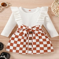 Diconna Toddler Baby Girl Suknje odijelo dugih rukava Turtleneck Plint džemper + mini suknja Jesen Zimska odjeća Bijela 2- godine
