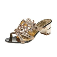 Aoujea ljetne sandale Žene udobne cipele Metalne sandale ravne dno perlice modne papuče