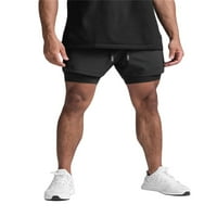 Muškarci Sportske kratke hlače Dvostruki sloj lažni dvodijelni čvrsti ubojica u boji elastične struke
