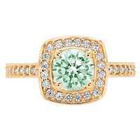1.4ct okrugli rez zeleni simulirani dijamant 18k žuti zlatni godišnjički angažman halo zvona veličine