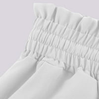 Ženske hlačene pantalone u boji Elastični pojas široki noga visoki struk dugi Culottes bijeli xl