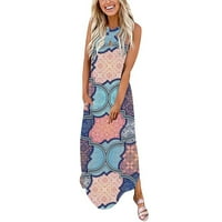 Zunfeo Ljetne haljine za žene - novi dolasci V izrez Comfy Beach Sundress Print Ležerne prilike Bohemia