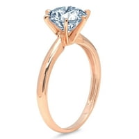 0. CT sjajan okrugli rez prozirni simulirani dijamant 18k ružičasto zlato pasijans prsten sz 8.25