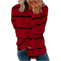 Joau ženski prugasti stil dugih rukava s dugim rukavima, ležerni labavi fit mekani lagani pulover Tunic
