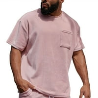 Muška majica Majica kratkih rukava Crewneck Tees Pamučni mješavina Tees kratki rukav Tee, Pink, XL