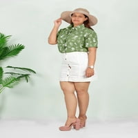 Dugme za ženske bube Leela niz top havajska majica maslina, lobanja