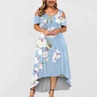 Baycosin haljine za žene plus veličine casual hladno rame Boho cvijet s dugim haljinama plus cvjetni